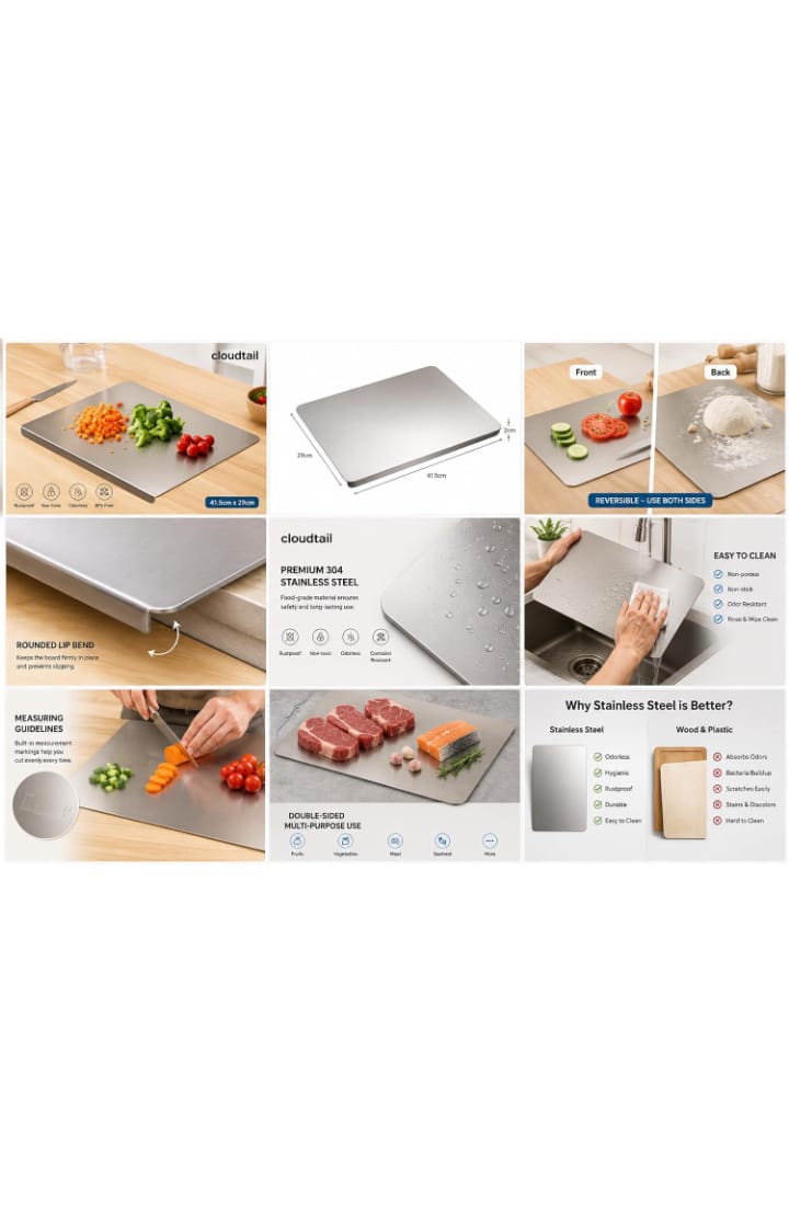 🔪 Premium Stainless Steel Cutting Board