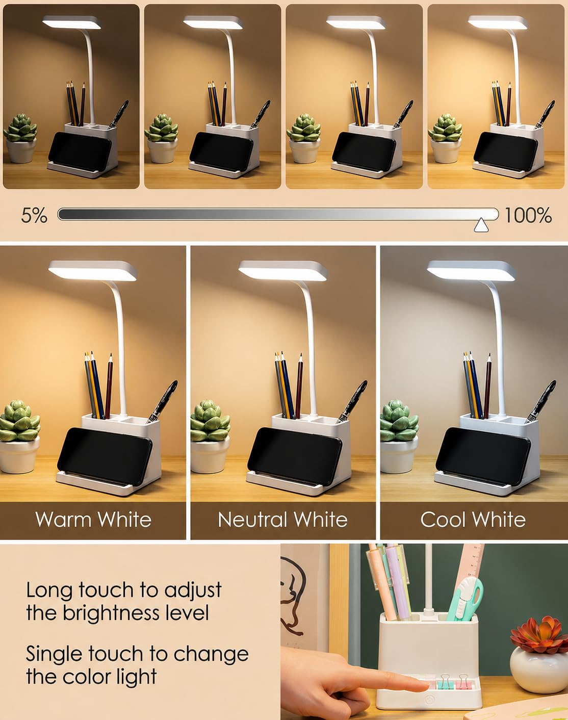 SaleOn Rechargeable Stable Desk Lamp with USB Cable